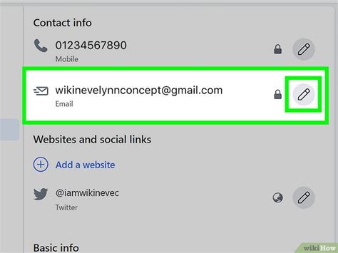 Image result for Modifier Email Facebook