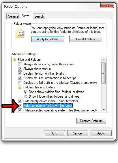 Image result for Hide File Extensions