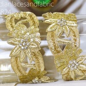 Buy 3 Yards Trim Zardozi Indian Handcrafted Gold Sari Border DIY Craft ...