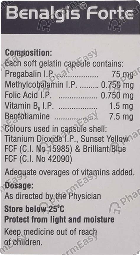 Benalgis Forte Capsules 15'S: Uses, Side Effects, Price, Dosage ...