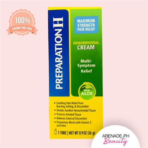 Preparation H Maximum Strength Hemorrhoidal Cream with Aloe - Multi-Symptom Relief, 0.9 oz (26g ...