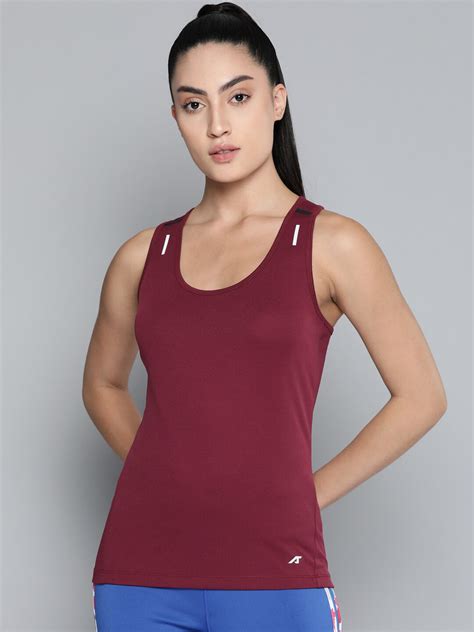 Alcis Women Red Dry Tech Slim Fit Training or Gym T-shirt AAWSINSM00062601
