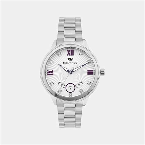 Women Quartz Silver Dial Analog Stainless Steel Watch 4506E-M1103 ...