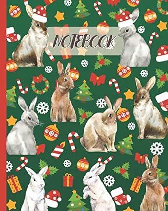Buy Notebook: Cute Rabbits Drawing & Christmas Party - Lined Notebook ...
