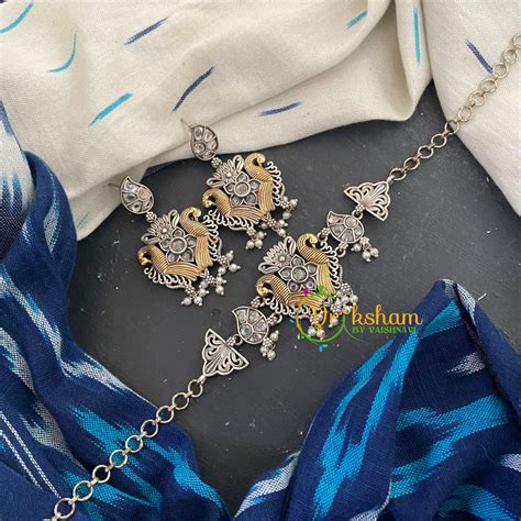 White Stone Dual Tone High Neck Choker-S459 – vrikshamindia