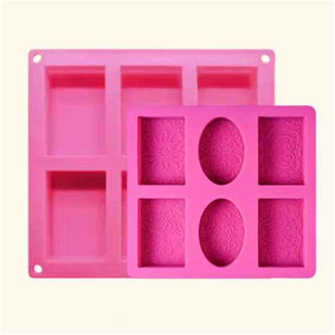 Flower Pattern Shape Silicone Mold + Rectangle Soap Shape Silicone Mold ...