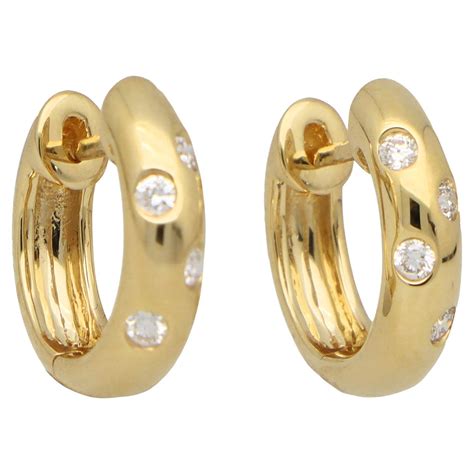 Cartier Paris 5cts Diamond Huggie Hoop Earrings in 18K Yellow Gold For ...