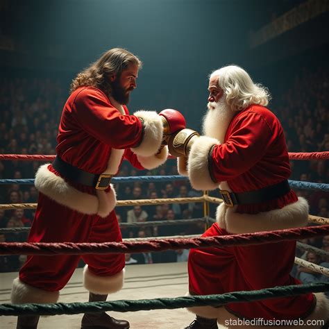 Jesus vs Santa Boxing Match | Stable Diffusion Online