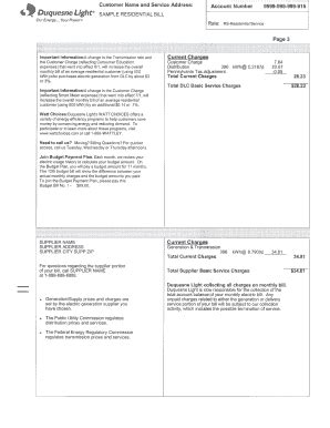 Duquesne Light Sample Residential Bill - Fill and Sign Printable ...