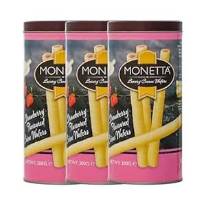 Monetta Wafer Rolls - (300g x 3) | Strawberry Flavored | Crispy ...