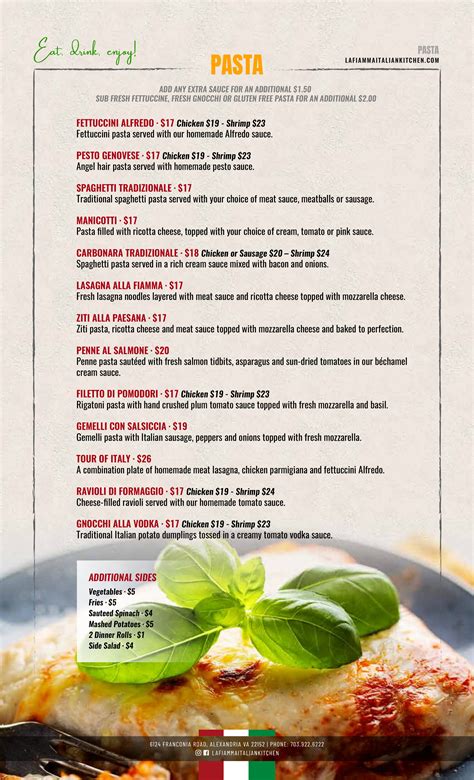 La Fiamma Italian Kitchen menu in Alexandria, Virginia, USA