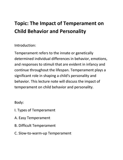 The Impact of Temperament on Child Behavior and Personality part 1 ...