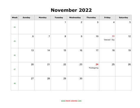 November 2022 Calendar Printable Pdf