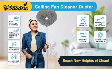 Fulminare Fan Cleaner Brush with Long Rod Flexible Fan Cleaning Mop ...