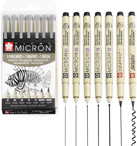 Sakura Pigma Micron fineliner pens 12 piece, Full range drawing set ...