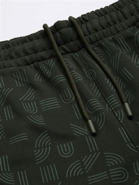 Alcis Men Olive Green Printed Slim Fit Training or Gym Sports Shorts ...