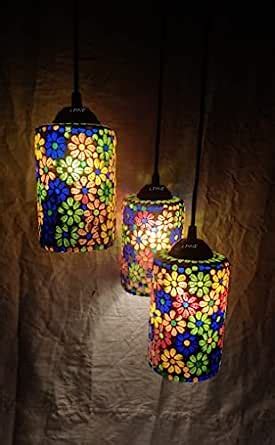 Buy LPINE Floral 75W, Mosaic Glass Ceiling/Hanging/Pendant Lamp/Lights ...