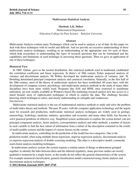 Multivariate Statistical Analysis 的图像结果