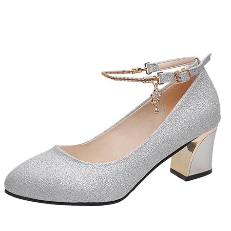Pimfylm Women's Dressy Low Heel Shoes, Adjustable Strap, Pointed Toe ...