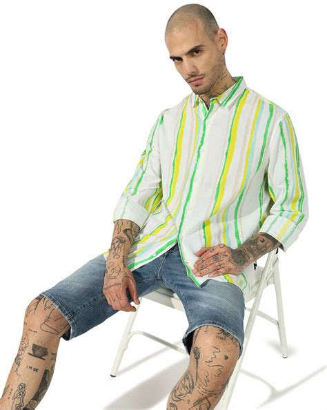 Striped Long-Sleeve Button-Up Shirt