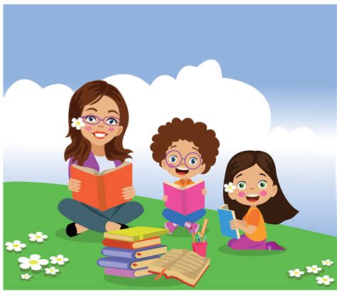 teacher reading books in class with students 14829873 Vector Art at ...