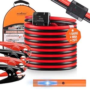 25 FT Jumper Cables, 1-Gauge 800A Heavy Duty Jumper Battery Cables 25 ...