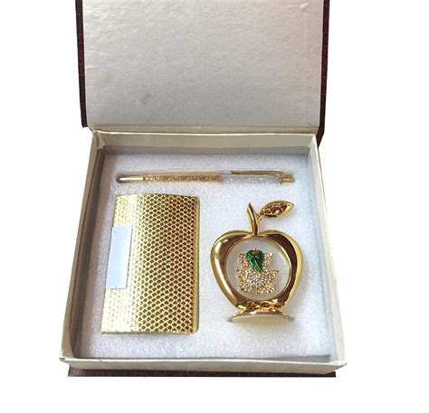 INTERNATIONAL GIFT® Golden Pen and Golden Visiting Card Holder and ...