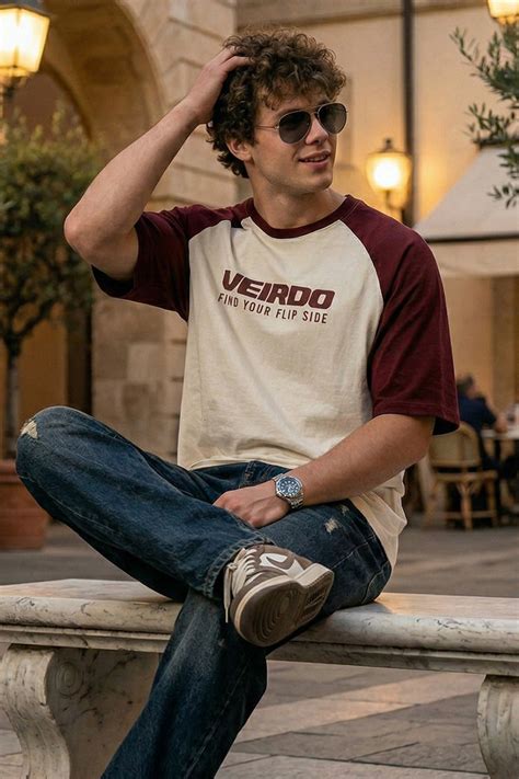 Swanwhite-Maroon Raglan Oversized Typography Printed T-shirt – Veirdo