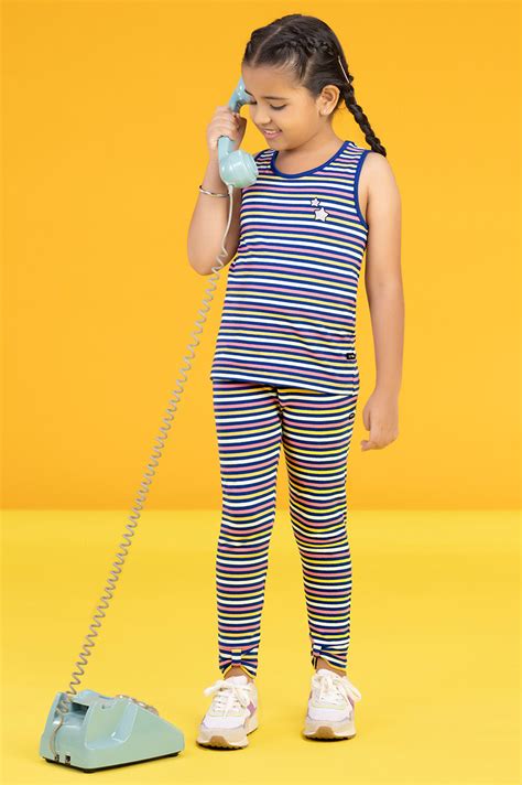 Buy Girls Blue Leggings Arcade Combed Cotton Online In India – XY LIFE