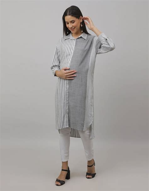 Chrome Pearl Maternity and Nursing Oversized Shirt Dress – The Mom Store