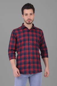 DESIGN UP Men Checkered Casual Red, Blue Shirt - Buy DESIGN UP Men ...
