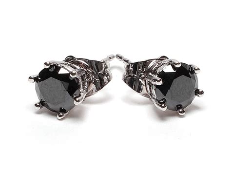 SMYKKER GIRLS AND WOMENS SILVER PLATED BRASS BLACK STONE STUD EARRINGS ...