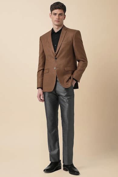 Buy Men Brown Textured Formal Blazer Online - 39829387 | Peter England