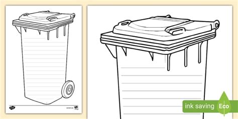 Rubbish Bin Writing Template (teacher made) - Twinkl