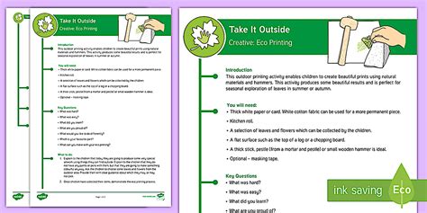 KS1 Take It Outside: Creative Eco Printing Worksheet
