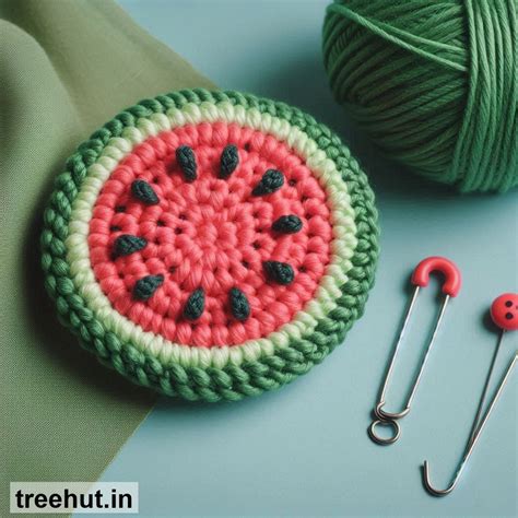 Watermelon Crochet Brooch Ideas, Summer Crochet Ideas
