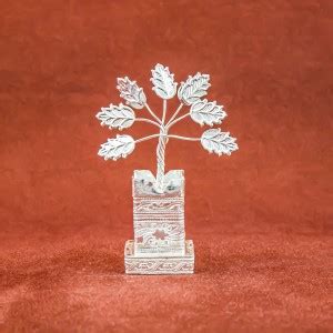 BOCS Tulsi Plant (10 x 10 CM) German Silver / Decorative Showpiece - 10 ...