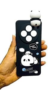 Radha Chubby Panda Phone Case for Poco C75 5G, Black Flexible Cover ...