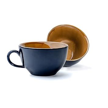 Buy Shay Large Ceramic Coffee Cup Set of 2, Persian Blue, 300ml | Large ...
