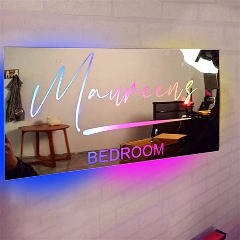 Amazon.com: MYZQIFF Personalized Name Mirror Light for Bedroom LED ...