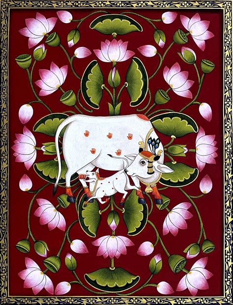 Buy Kamadhenu Kamal Talai Pichwai Painting | Spiritual Themes