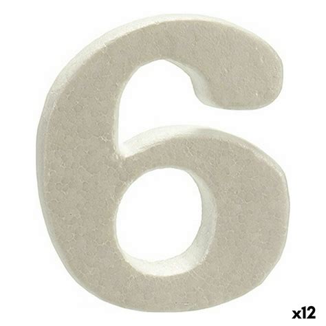 Numerot 6 Valkoinen polystyreeni 2 x 15 x 10 cm (12 kpl)