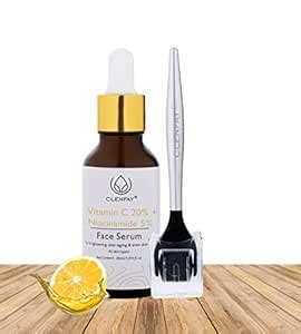 CLENFAY 20% Vitamin C and 5% Niacinamide Face Serum and Face Roller ...