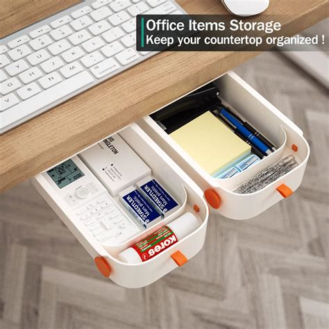 Buy Under Table Desk Drawer Storage Organizer 2 Pack,Hidden Self ...