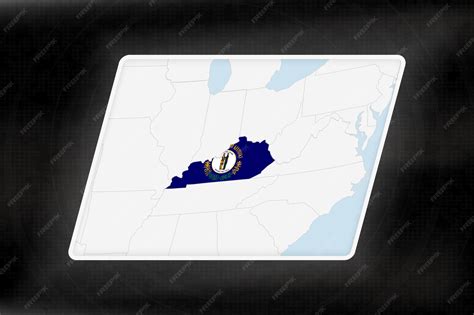 Kentucky highlighted in flag colors on geographic map | Premium Vector