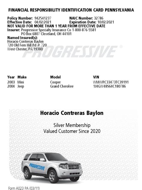 Image result for Progressive Insurance Card