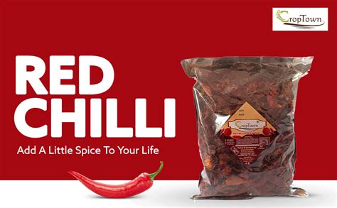 CropTown Premium Red Chili - Mathania Whole Red Chilli with Perfect Size and Thickness - Ideal ...