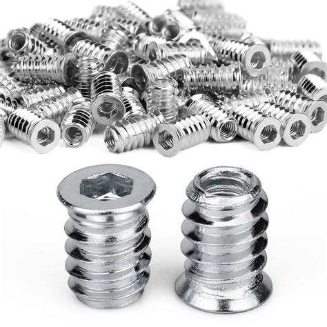 Aatpuss 100 M6 Stainless Steel Hex Nut Inserts, Wood Screw Inserts, 6mm ...