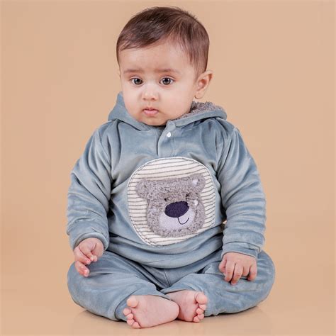 Teddy Bear Patch Velvet Winter Co-ord Set with Sherpa - Aqua – Mama and ...