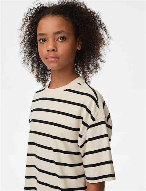 Buy Pure Cotton Striped T-Shirt (6-16 Yrs) at Marks & Spencer